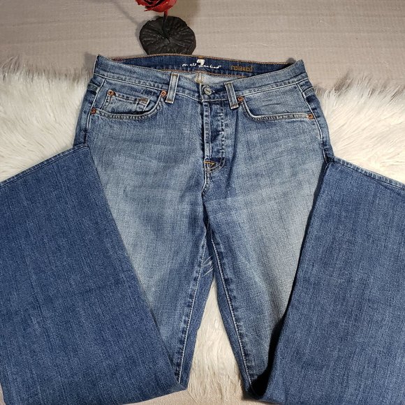 7 for all Mankind relaxed blue jeans button fly inseam 29 - Picture 1 of 7